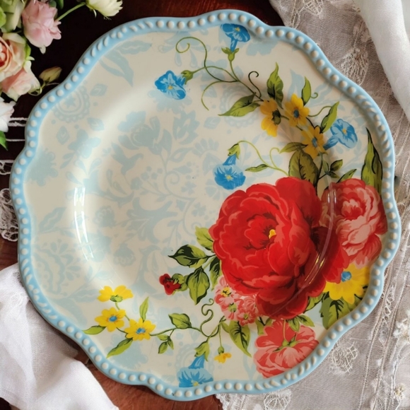 The Pioneer Woman Other - Vtg 2020 Pioneer Woman Embossed Stoneware SWEET ROSE Salad Dessert Plate 9"